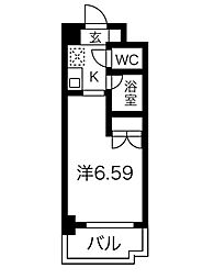 ブロンズ森島 1Kの間取図画像