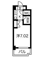 ブロンズ森島 1Kの間取図画像