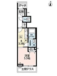 リヴェール瑞穂 1Kの間取図画像