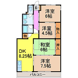名古屋市営桜通線 桜山駅 徒歩7分の賃貸マンション 3階4DKの間取り