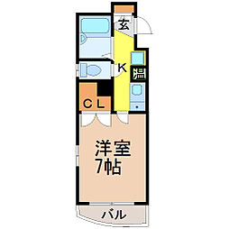 プチメゾン桜山 4階1Kの間取り