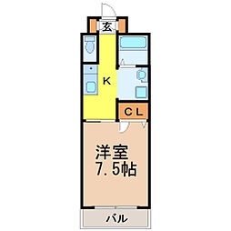 名古屋市営鶴舞線 川名駅 徒歩1分の賃貸マンション 1階1Kの間取り
