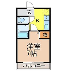 名古屋市営名城線 八事日赤駅 徒歩5分の賃貸マンション 2階1Kの間取り
