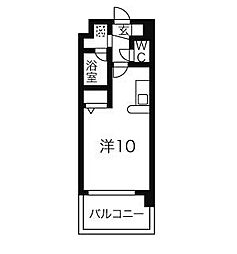 名古屋市営名城線 瑞穂運動場東駅 徒歩7分の賃貸マンション 6階ワンルームの間取り