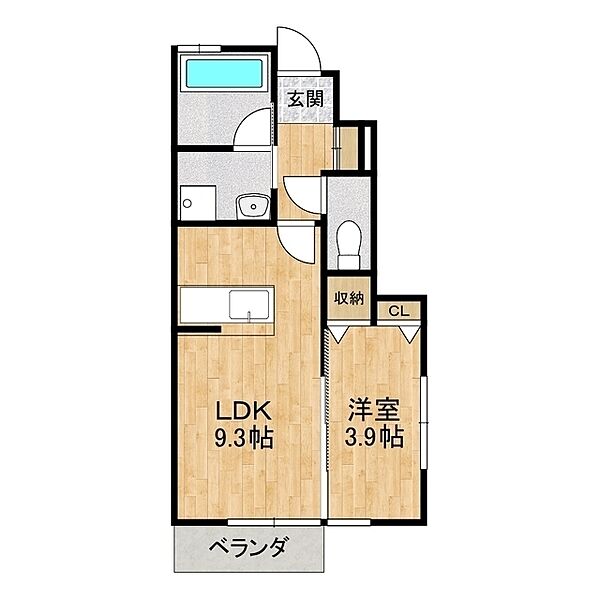 姫子ヒルズA 101｜茨城県水戸市姫子1丁目(賃貸アパート1LDK・1階・33.43㎡)の写真 その2