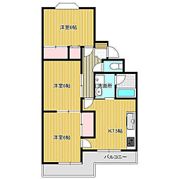 メゾンコスモス 1階3DKの間取り