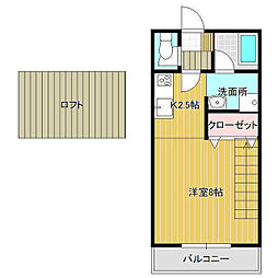 プリマベーラII 2階ワンルームの間取り