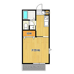 シャンテB 1Kの間取図画像