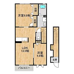 グランメール笠原 2LDKの間取図画像