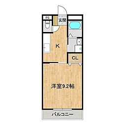レナジア水戸 1Kの間取図画像