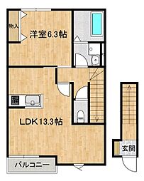 桜楽 1LDKの間取図画像