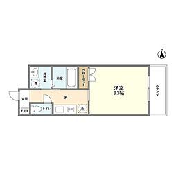 エルメディオ千種 9階1Kの間取り