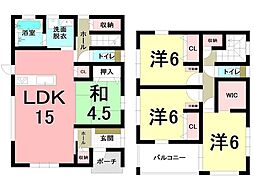 中古戸建　千年1丁目 4LDKの間取り