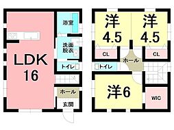 中古戸建　西伊敷1丁目 3LDKの間取り