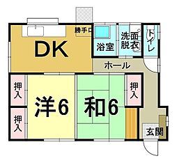 中古戸建　姶良市西餅田 2DKの間取り
