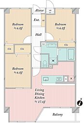 ダイアパレス新柏 3LDKの間取図画像