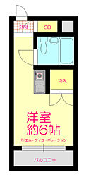 エトワール暁町 3階ワンルームの間取り