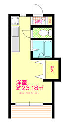 フジメイトC ワンルームの間取図画像