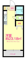 フジメイトA ワンルームの間取図画像