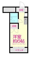 リエス高尾 1Kの間取図画像