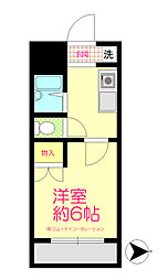 ホワイトウィング左入 1Kの間取図画像