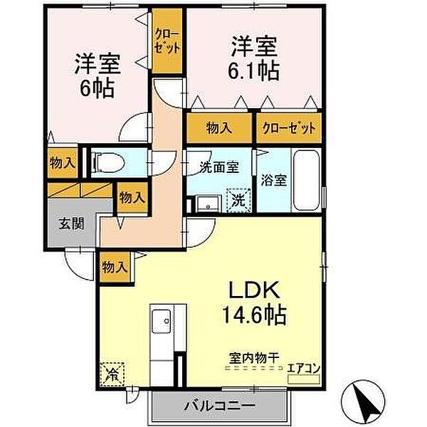 フェニーチェ A 205｜茨城県つくば市みどりの東(賃貸アパート2LDK・2階・68.75㎡)の写真 その2