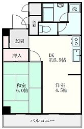 クレードル北千束 2DKの間取図画像