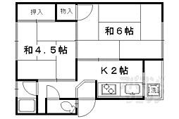 京都地下鉄東西線 太秦天神川駅 徒歩9分の賃貸マンション 3階2Kの間取り
