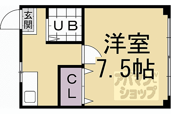 京都府京都市左京区静市市原町(賃貸アパート1R・1階・20.00㎡)の写真 その2