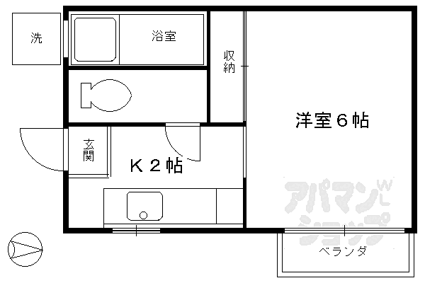 グリーンタウン 202｜京都府京都市下京区仏光寺通猪熊西入西田町(賃貸アパート1K・2階・17.14㎡)の写真 その2