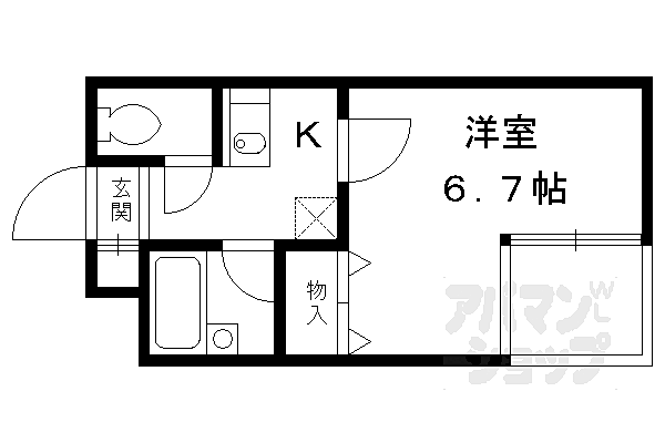 京都府京都市右京区太秦中筋町(賃貸マンション1K・3階・20.00㎡)の写真 その2