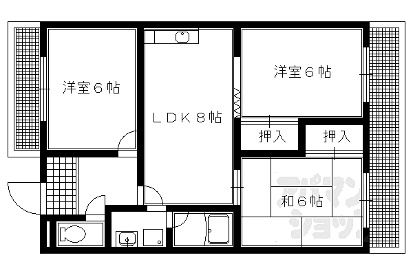 京都府京都市左京区岩倉幡枝町(賃貸マンション3LDK・1階・54.81㎡)の写真 その2