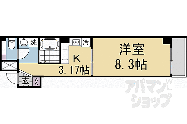 京都府京都市右京区太秦北路町(賃貸マンション1K・2階・27.79㎡)の写真 その2