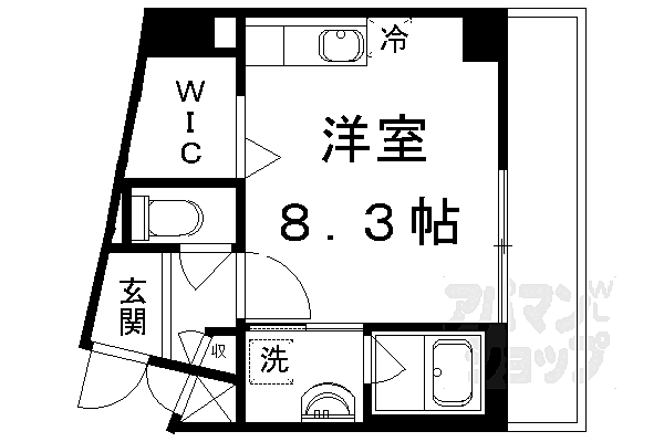 京都紙屋川Ｍ 208｜京都府京都市北区平野鳥居前町(賃貸マンション1R・2階・24.66㎡)の写真 その2