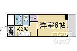 JR山陰本線 太秦駅 徒歩6分の賃貸マンション 4階1Kの間取り