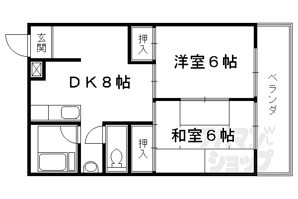 サンハイツ西ノ京 201｜京都府京都市中京区西ノ京三条坊町(賃貸マンション2LDK・2階・45.10㎡)の写真 その2