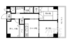 JR山陰本線 花園駅 徒歩7分の賃貸マンション 4階3DKの間取り