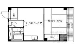 阪急京都本線 西院駅 徒歩10分の賃貸マンション 3階1LDKの間取り
