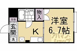 阪急京都本線 西京極駅 徒歩1分の賃貸マンション 4階1Kの間取り