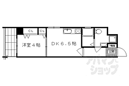 京都市営烏丸線 烏丸御池駅 徒歩7分の賃貸マンション 3階1DKの間取り