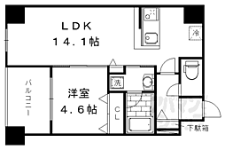 京都市営烏丸線 五条駅 徒歩7分の賃貸マンション 5階1LDKの間取り