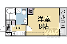 Ｇｌａｄｖｉｓ二条式部 4階1Kの間取り