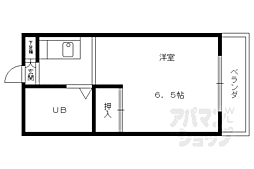 ドミ大田 5階1Kの間取り
