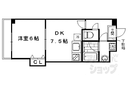 阪急京都本線 西院駅 徒歩13分の賃貸マンション 6階1DKの間取り