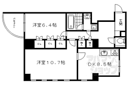 京阪本線 祇園四条駅 徒歩10分の賃貸マンション 3階2DKの間取り
