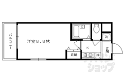 トゥルー西ノ京 2階1Kの間取り