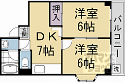 阪急嵐山線 松尾大社駅 徒歩9分の賃貸マンション 3階2DKの間取り
