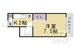 JR山陰本線 嵯峨嵐山駅 徒歩3分の賃貸マンション 3階1Kの間取り