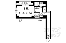 京都市営烏丸線 四条駅 徒歩9分の賃貸マンション 1階1Kの間取り