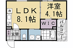 Ｆ　ａｓｅｃｉａ　Ｃａｎａｌｅ 1階1LDKの間取り